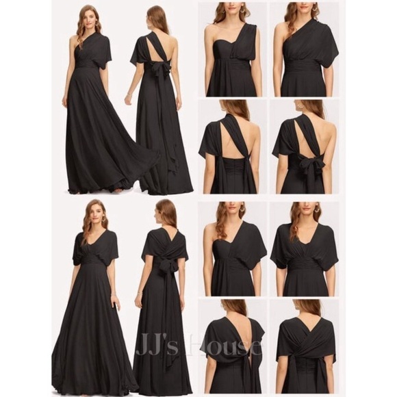 JJ's House A-line Halter V-Neck Chiffon Bridesmaid Dress - Picture 1 of 11